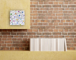 Empty minimalist room with plaster wall and brick niche - rendering