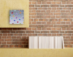 Empty minimalist room with plaster wall and brick niche - rendering